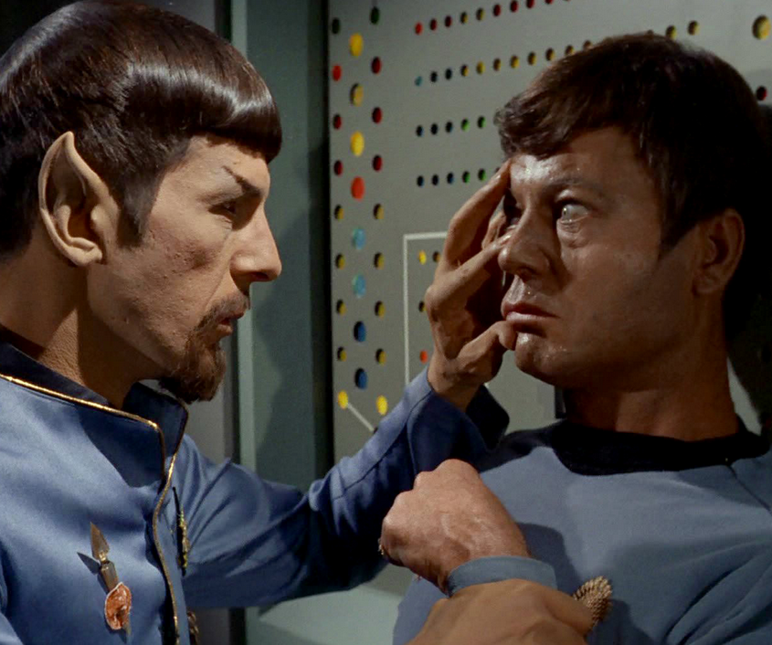 Leonard Nimoy using his psychic powers as Spock in Star Trek